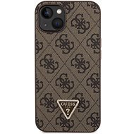 Guess PU 4G Strass Triangle Metal Logo Zadní Kryt pro iPhone 15 Brown - Phone Cover