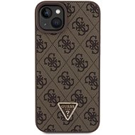 Guess PU 4G Strass Triangle Metal Logo Zadní Kryt pro iPhone 15 Plus Brown - Phone Cover