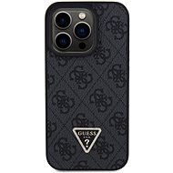 Guess PU 4G Strass Triangle Metal Logo Zadný Kryt pre iPhone 15 Pro Black - Kryt na mobil