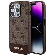 Guess PU 4G Stripe MagSafe Back Cover for iPhone 15 Pro Max Brown - Phone Cover