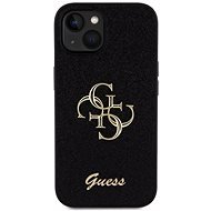 Guess PU Fixed Glitter 4G Metal Logo Zadný Kryt pre iPhone 15 Black - Kryt na mobil