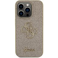 Guess PU Fixed Glitter 4G Metal Logo Zadní Kryt pro iPhone 15 Pro Gold - Phone Cover