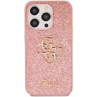 Guess PU Fixed Glitter 4G Metal Logo Zadní Kryt pro iPhone 15 Pro Pink - Phone Cover