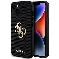 Guess PU Perforated 4G Glitter Metal Logo Back Cover für iPhone 15 Schwarz - Handyhülle