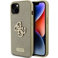 Guess PU Perforated 4G Glitter Metal Logo Back Cover für iPhone 15 Gold - Handyhülle