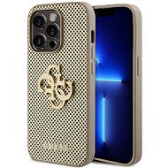 Guess PU Perforated 4G Glitter Metal Logo Back Cover für iPhone 15 Pro Gold - Handyhülle