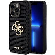 Guess PU Perforated 4G Glitter Metal Logo Back Cover für iPhone 15 Pro Max Schwarz - Handyhülle