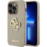 Guess PU Perforated 4G Glitter Metal Logo Zadný Kryt pre iPhone 15 Pro Max Gold - Kryt na mobil