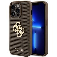Guess PU Perforated 4G Glitter Metal Logo iPhone 15 Pro szürkésbarna tok - Telefon tok