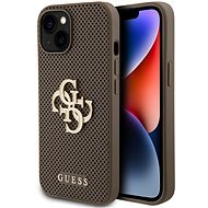 Guess PU Perforated 4G Glitter Metal Logo Back Cover für iPhone 15 Taupe - Handyhülle