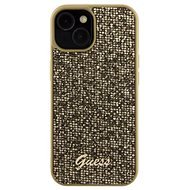 Guess PU Square Mirror Script Logo Zadní Kryt pro iPhone 15 Gold - Phone Cover
