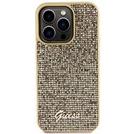 Guess PU Square Mirror Script Logo Zadní Kryt pro iPhone 15 Pro Gold - Phone Cover