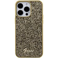 Guess PU Square Mirror Script Logo Back Cover für iPhone 15 Pro Max Gold - Handyhülle