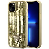 Guess Rhinestones Triangle Metal Logo Kryt pro iPhone 15 Gold - Phone Cover