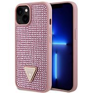 Guess PU 4G Strass Triangle Metal Logo Back Cover für iPhone 15 Rosa - Handyhülle