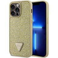 Guess Rhinestones Triangle Metal Logo Cover for iPhone 15 Pro Max Gold - Phone Cover
