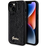 Guess Sequin Script Logo Zadní Kryt pro iPhone 15 Black - Phone Cover