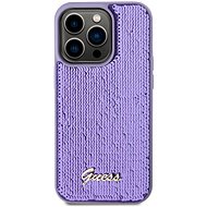 Guess Sequin Script Logo Back Cover for iPhone 15 Pro Max Purple - Phone Cover