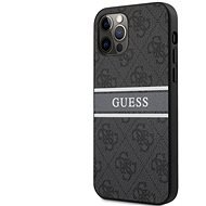 Guess PU 4G Printed Stripe Back Cover for Apple iPhone 12 Pro Max, Grey - Phone Cover