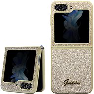 Guess PC/TPU Glitter Flakes Metal Logo Back Cover for Samsung Galaxy Z Flip 5 Gold - Phone Cover