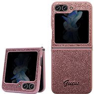 Guess PC/TPU Glitter Flakes Metal Logo Back Cover for Samsung Galaxy Z Flip 5 Pink - Phone Cover