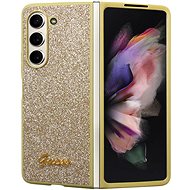 Guess PC/TPU Glitter Flakes Metal Logo Back Cover for Samsung Galaxy Z Fold 5 Gold - Phone Cover