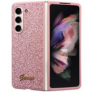 Guess PC/TPU Glitter Flakes Metal Logo Back Cover for Samsung Galaxy Z Fold 5 Pink - Phone Cover