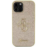 Guess Fixed Glitter 4G Metal Logo iPhone 12/12 Pro aranyszín PU hátlap tok - Telefon tok