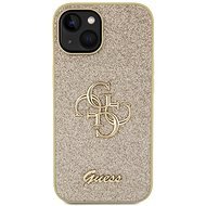 Guess Fixed Glitter 4G Metal Logo iPhone 13 aranyszín PU hátlap tok - Telefon tok