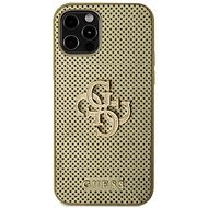 Guess Perforated 4G Glitter Metal Logo iPhone 12/12 Pro aranyszín PU hátlap tok - Telefon tok