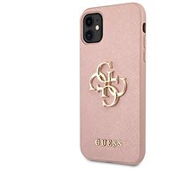 Guess PU Saffiano Big 4G Metal Logo Back Cover for Apple iPhone 11, Pink - Phone Cover