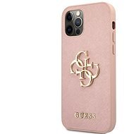 Guess PU Saffiano Big 4G Metal Logo Zadný Kryt pre Apple iPhone 12/12 Pro Pink - Kryt na mobil