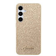 Guess PC/TPU Glitter Flakes Metal Logo Zadný Kryt na Samsung Galaxy S24+ Gold - Kryt na mobil