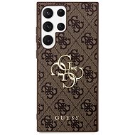 Guess PU 4G Metal Logo Back Cover for Samsung Galaxy S24 Ultra Brown - Phone Cover
