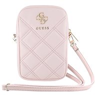 Guess PU Quilted 4G Metal Logo Phone Bag with Zipper Pink - Phone Case