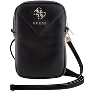 Guess PU Grained 4G Metal Logo Phone Bag with Zipper Black - Phone Case