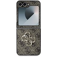 Guess PU 4G Metal Logo Back Cover for Samsung Galaxy Z Flip6 Brown - Phone Cover