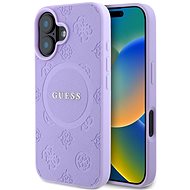 Guess Saffiano Peony Stamp MagSafe Back Cover for iPhone 16 Purple - Phone Cover