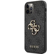 Guess PU 4G Metal Logo Zadný Kryt pre Apple iPhone 12 Pro Max Grey - Kryt na mobil
