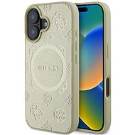 Guess Saffiano Peony Stamp MagSafe Back Cover for iPhone 16 Gold - Phone Cover