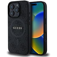 Guess PU Leather 4G coloured Ring MagSafe Back Cover for iPhone 16 Pro Black - Phone Cover
