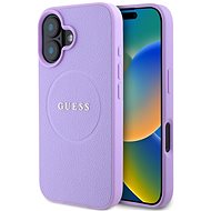 Guess PU Grained Classic Logo MagSafe Back Cover for iPhone 16 Purple - Phone Cover