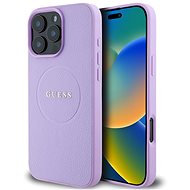 Guess PU Grained Classic Logo MagSafe Back Cover for iPhone 16 Pro Purple - Phone Cover