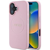 Guess PU Grained Classic Logo MagSafe Back Cover for iPhone 16 Pink - Phone Cover