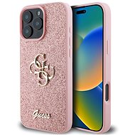 Guess PU Fixed Glitter 4G Metal Logo Back Cover for iPhone 16 Pro Max Pink - Phone Cover