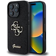 Guess PU Fixed Glitter 4G Metal Logo Back Cover for iPhone 16 Pro Black - Phone Cover
