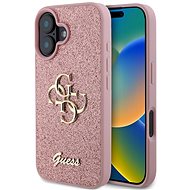 Guess PU Fixed Glitter 4G Metal Logo Back Cover for iPhone 16 Pink - Phone Cover