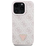 Guess PU 4G Strass Triangle Metal Logo Back Cover for iPhone 16 Pro Max Pink - Phone Cover