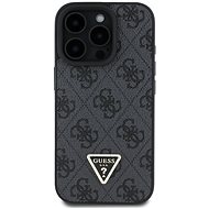 Guess PU 4G Strass Triangle Metal Logo Back Cover for iPhone 16 Pro Black - Phone Cover