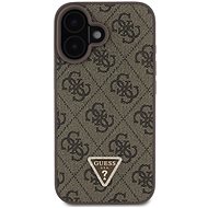 Guess PU 4G Strass Triangle Metal Logo Back Cover for iPhone 16 Brown - Phone Cover